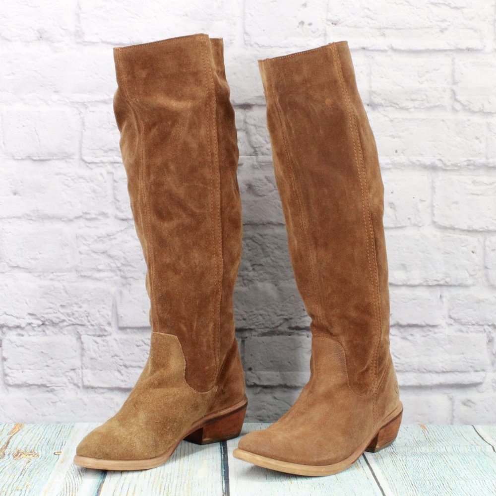 *Bronx Brown Leather Knee High Heeled Boots Size 37 - Picture 2 of 9
